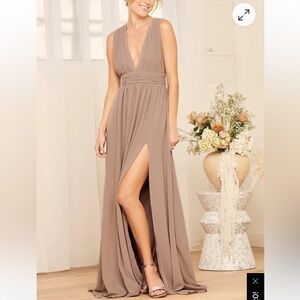 LuLus Heavenly Hues Taupe Maxi Dress